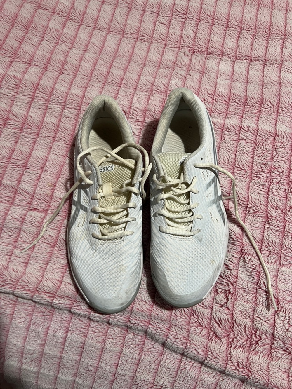 Asics Off-White/Beige Mesh Running Sneakers